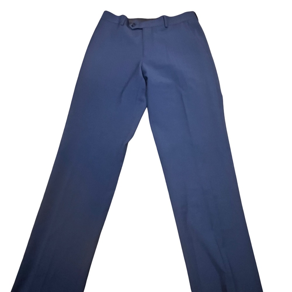 Bar III Mens Slim Fit Navy Blue Wool Blend Dress Pants 30x32 Flat Front